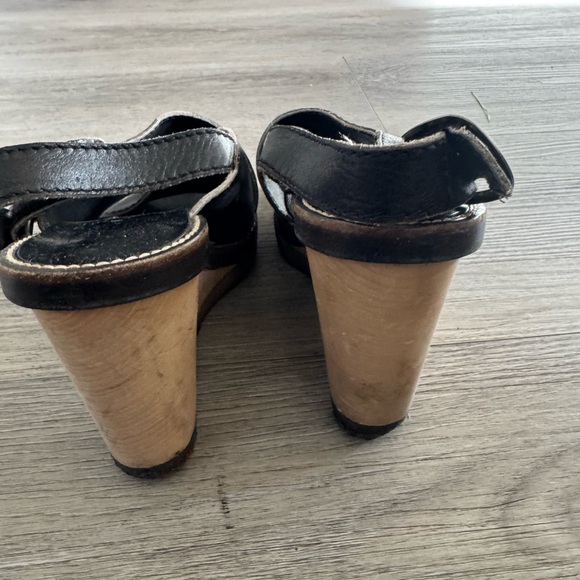 Chloe vintage wood and rubber sold wedge black leather size 8 - Picture 3 of 6
